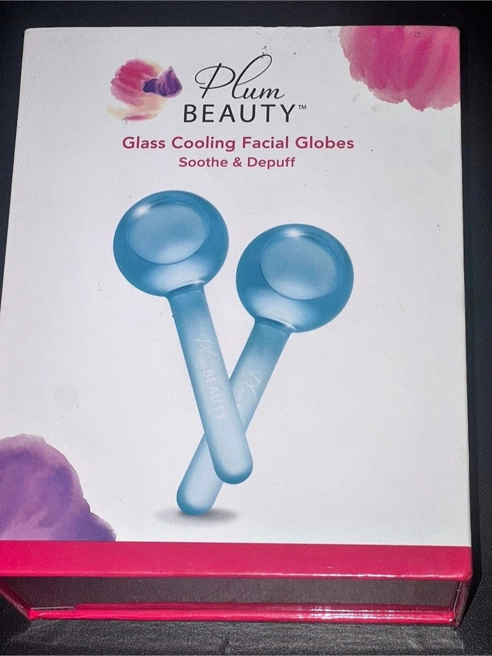 Plum Beauty Glass Cooling Facial Globes Blue Facial Globes NWT